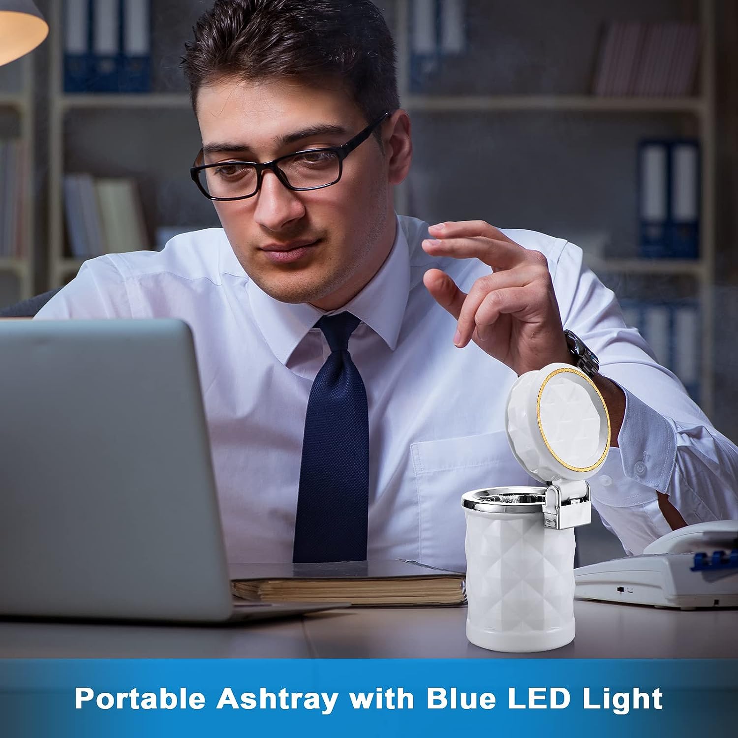 7932 Car Cupholder Travel Ashtray with Lid and LED Light, Portable with Blue LED Light Ideal Decorative Cigar Ash Bucket, Cigarette Ashtray, Car Waste Bin 7932 Car Cupholder Travel Ashtray with Lid and LED Light, Portable with Blue LED Light Ideal Decorative Cigar Ash Bucket, Cigarette Ashtray, Car Waste Bin
